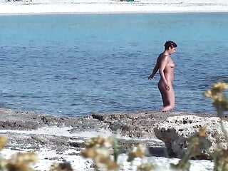 beach,close up,hidden,housewife,mature,nudist,outdoor,public,solo,